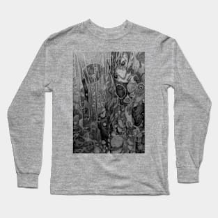 Girl in flowers, black and white Long Sleeve T-Shirt